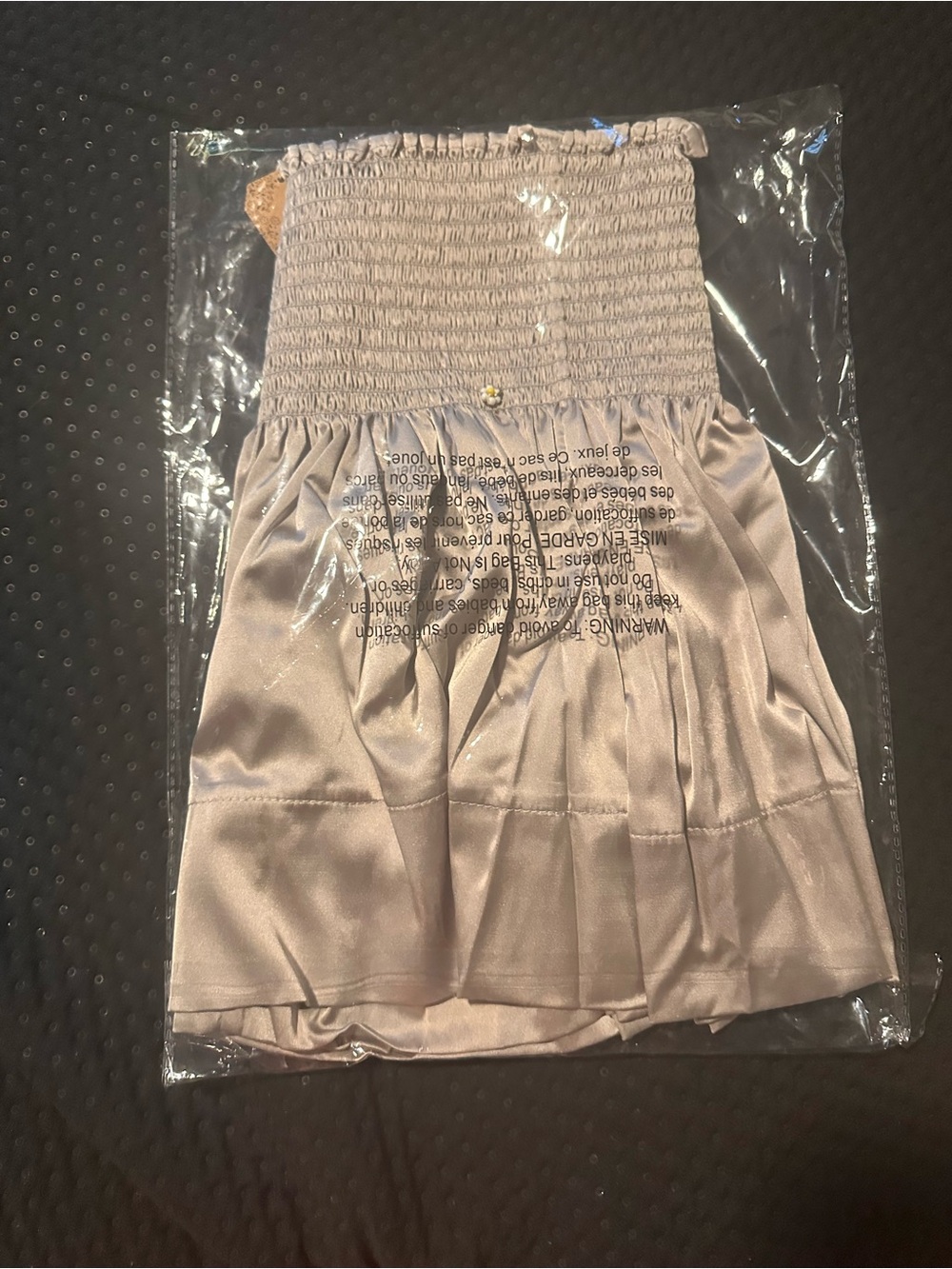 NATURAL LIFE Taupe Satin Smocked Mini Skort